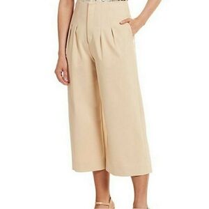 Alex Marie Khaki Tan High Waisted Cropped Pleated Wide Leg Pants Size 4
